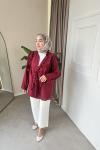 Fırfır Detaylı Mira Kimono Bordo
