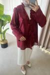 Fırfır Detaylı Mira Kimono Bordo