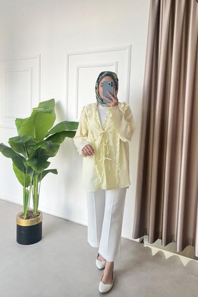 Fırfır Detaylı Mira Kimono Sarı
