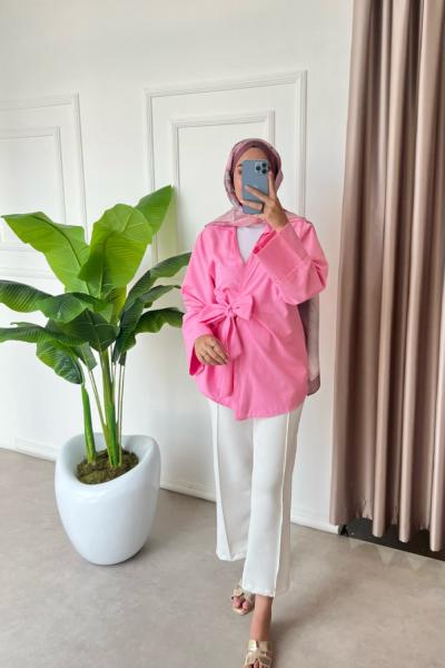 Hena Gömlek Kimono Pembe