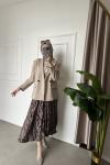 Keten Blazer Ceket  Krem