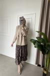 Keten Blazer Ceket  Krem
