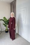 Lara Broşlu Keten Takım Bordo