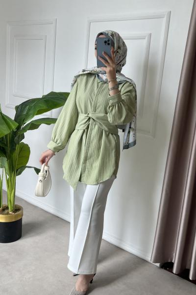 Lena Belden Bağlamalı Gömlek Su Yeşili