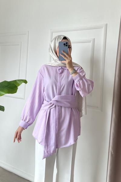 Lena Belden Bağlamalı Gömlek Lila