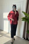 Manşetli Oversize Gömlek Bordo
