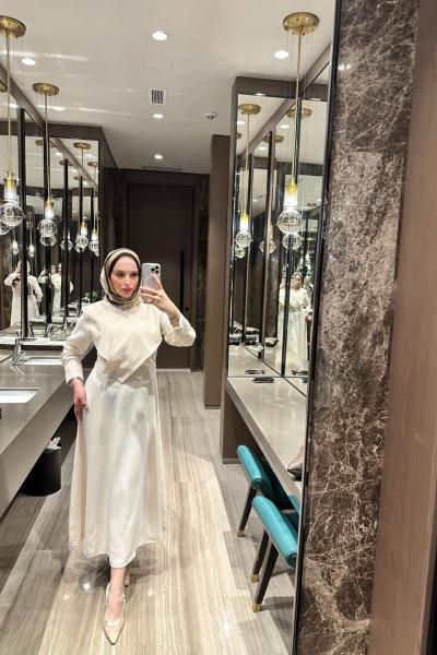 Merry Çapraz Elbise  Ekru