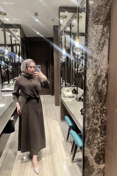 Merry Çapraz Elbise  Kahverengi