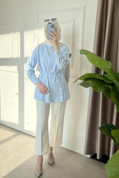 Merry Poplin Gömlek  Açık Mavi