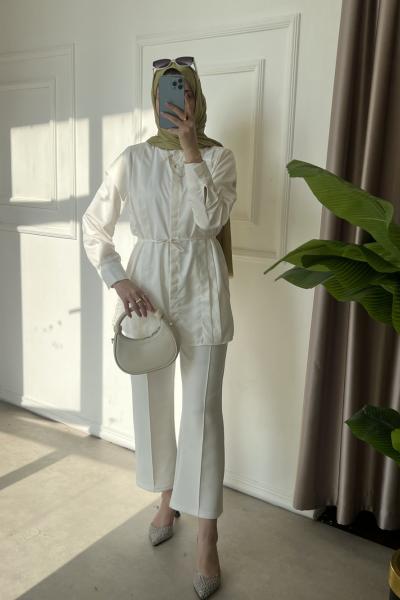 Merry Poplin Gömlek  Beyaz