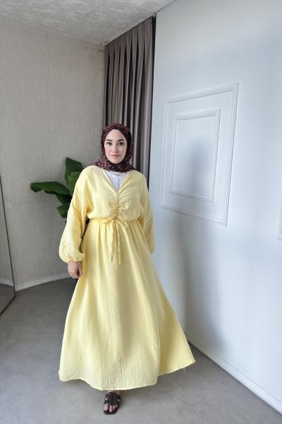 Nuse Müslim Elbise Sarı