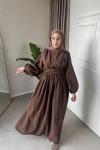 VERA KIRIŞIK ELBİSE Acı Kahve