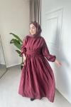 VERA KIRIŞIK ELBİSE Bordo