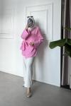 Yandan Bağlamalı Kimono Gömlek Pembe