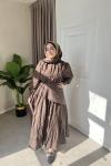 Yaren Kırışık Elbise  Kahverengi